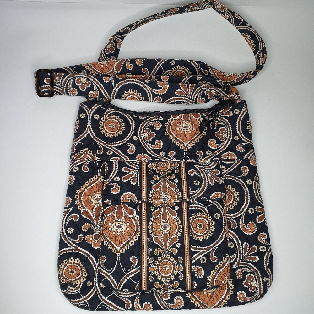 Vera Bradley Elegant Black and Brown Patterned Crossbody Bag - Like new
